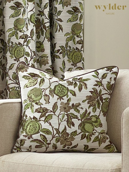 Wylder Green Pomegranate Floral Jacquard Cushion (650366) | £28