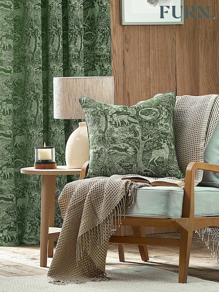 Furn Emerald Winter Woods Animal Chenille Cushion (650369) | £28
