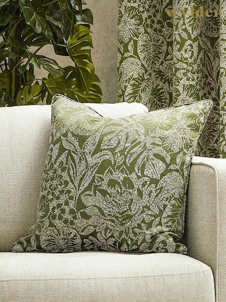 Wylder Olive Bali Botanical Jacquard Cushion (650386) | £28