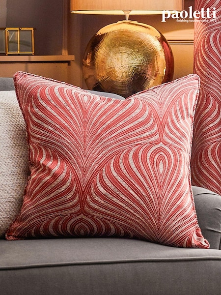 Riva Paoletti Terracotta Gatsby Jacquard Eyelet Cushion (650403) | £34