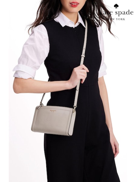 kate spade new york Small Grey Knott Pebbled Leather Cross-Body Bag (650470) | £250