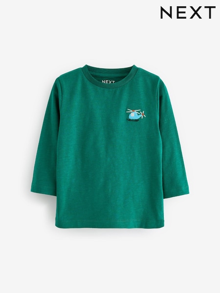 Green Helicopter 100% Cotton Long Sleeves Semi Plain T-Shirt (3mths-7yrs) (650639) | £4 - £6