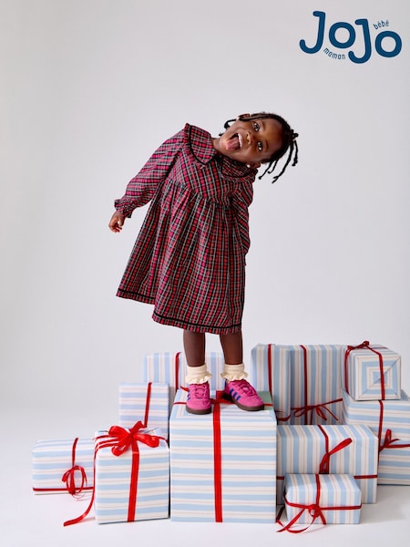 Red Tartan - Jojo Maman Bébé Check Frill Collar Dress