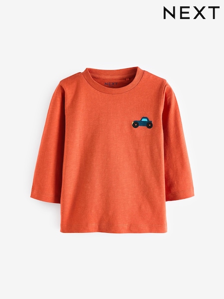 Orange Car 100% Cotton Long Sleeves Semi Plain T-Shirt (3mths-7yrs) (650794) | £4 - £6