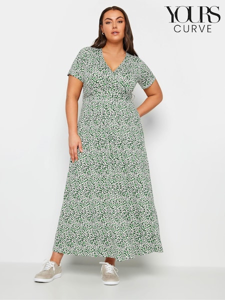 Yours Curve Green Floral Maxi Wrap Dress (651570) | £37