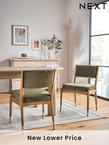 Set of 2 Plush Chenille Moss Flinton Dining Chairs (653013) | £350