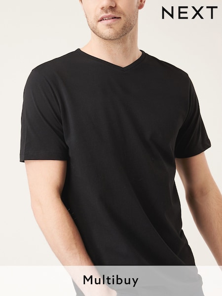 Black Regular Fit Essential V-Neck T-Shirt (653439) | £8