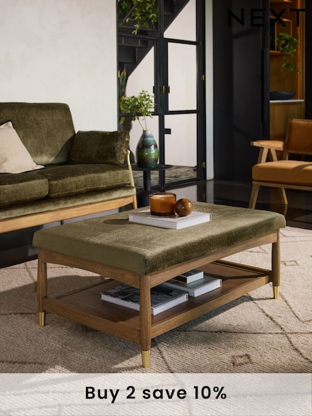 Plush Chenille Moss Green Flinton Upholstered Coffee Table (653835) | £299
