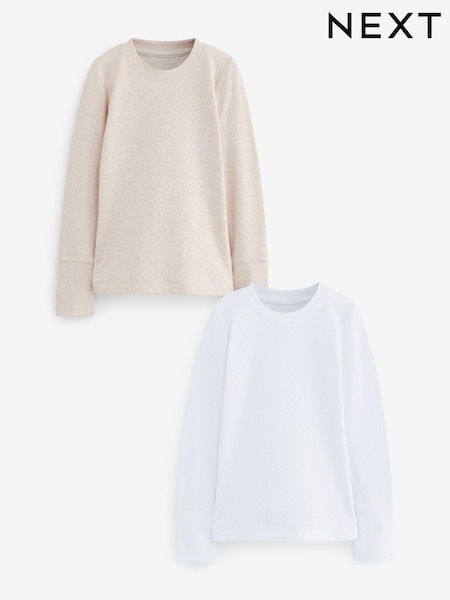 Oatmeal Thermal Long Sleeve Tops 2 Pack (2-16yrs) (654469) | £16 - £23