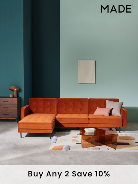MADE.COM Cinnamon Velvet Rosslyn Left Hand Facing Sofa Bed (654555) | £999