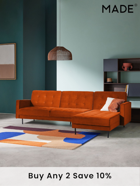 MADE.COM Cinnamon Velvet Rosslyn Right Hand Facing Sofa Bed (654592) | £999