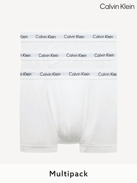 Calvin Klein White Classic Stretch Trunks 3 Pack Boxers (654715) | £42