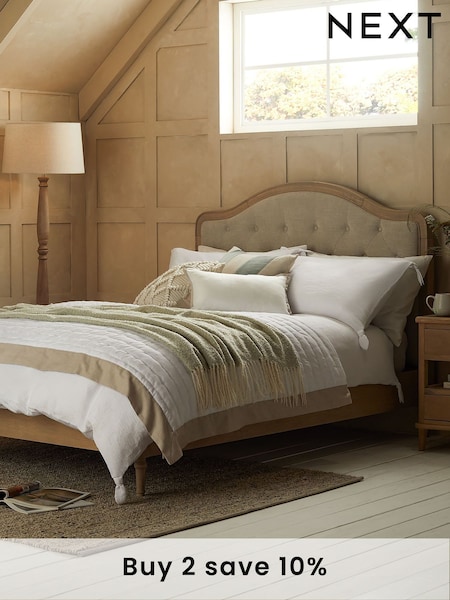 Soft Texture Light Natural Rose Wood Upholstered Bed Frame (654717) | £690 - £890