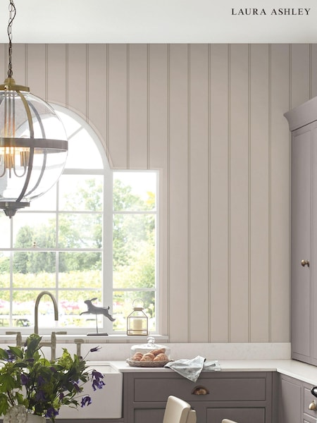 Laura Ashley Dove Grey Chalford Wood Panelling A4 Wallpaper Sample (655533) | £1
