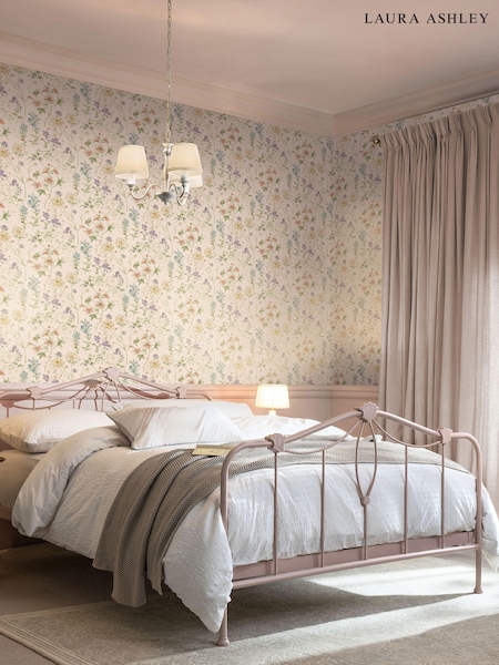 Laura Ashley Pink Wild Meadow Chalk A4 Wallpaper Sample (655595) | £1