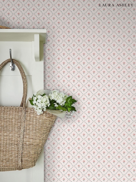 Laura Ashley Coral Pink Kate A4 Wallpaper Sample (655614) | £1