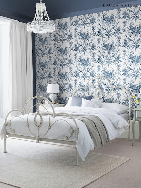 Laura Ashley Blue Tuileries Midnight Blue A4 Wallpaper Sample (655704) | £1
