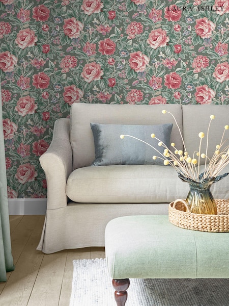 Laura Ashley Green Wild Roses A4 Wallpaper Sample (655717) | £1