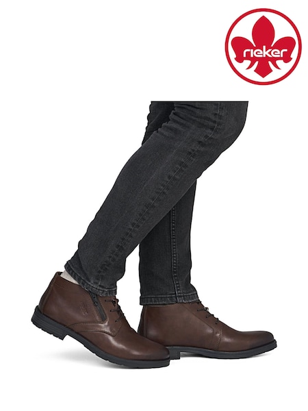Brown - Regular Rieker Zipper & Lace Boots