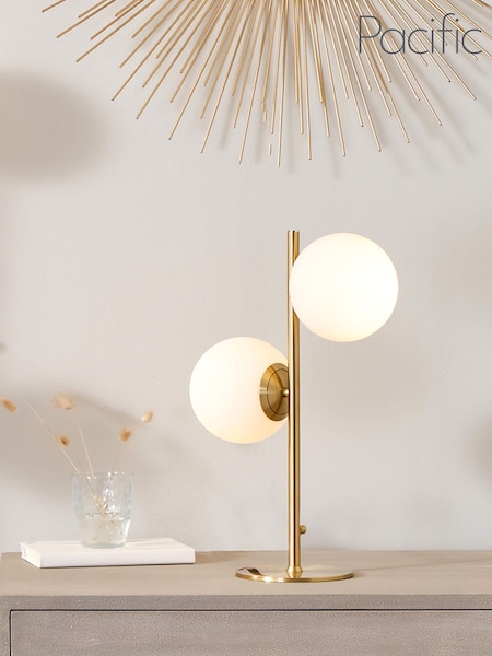 Pacific White Leo Orb And Gold Metal Table Lamp (656120) | £125