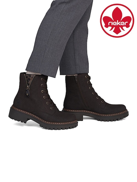 Brown - Rieker Lace-up & Inside Zip Boots