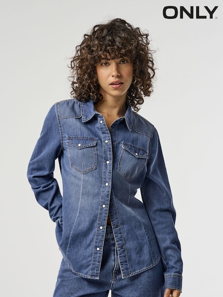ONLY Blue Lightweight Denim 100% Cotton Shirt (657073) | £32