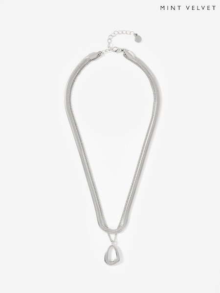 Silver - Mint Velvet Sculpted Layer Necklace