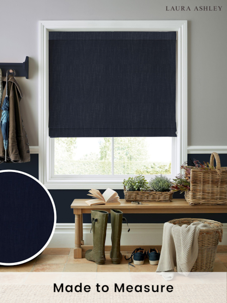 Laura Ashley Blue Swanson Midnight Made to Measure Roman Blind (657428) | £84