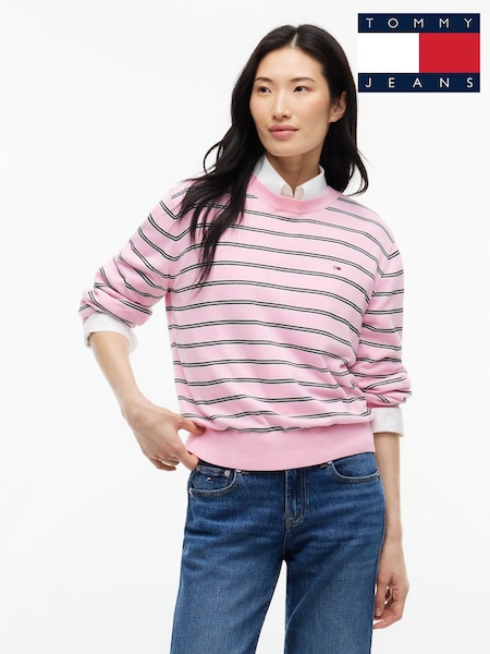 Light Pink - Tommy Jeans Boxy Crew Neck Jumper