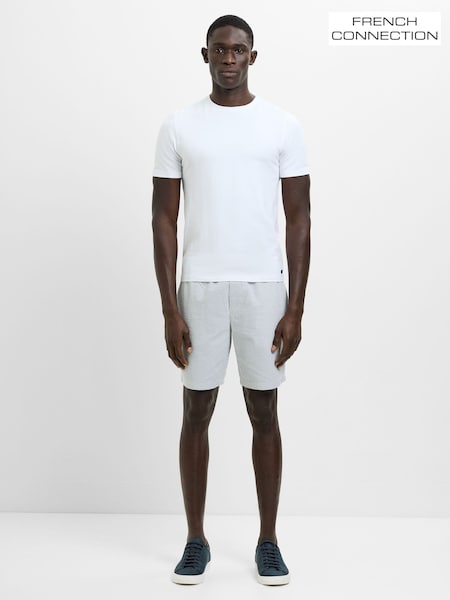 Blue - Regular French Connection Seersucker Striped Elasticated Shorts
