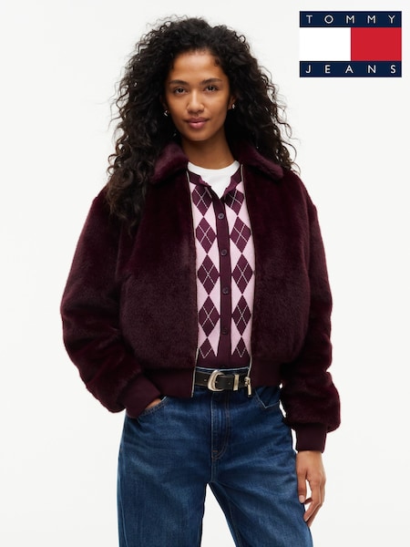 Pink - Tommy Jeans Faux Fur Relaxed Zip-thru Jacket