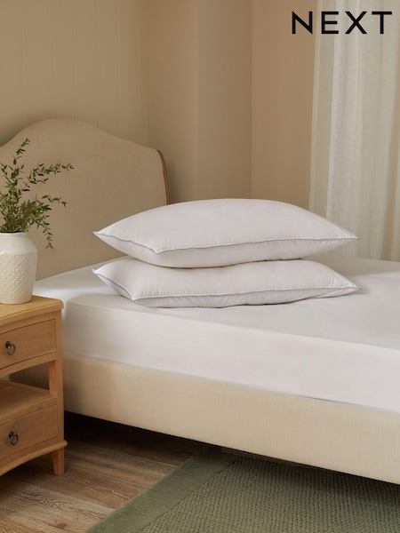 Set of 2 King Size 100% Cotton Duck Feather And Down Pillows (658262) | £50