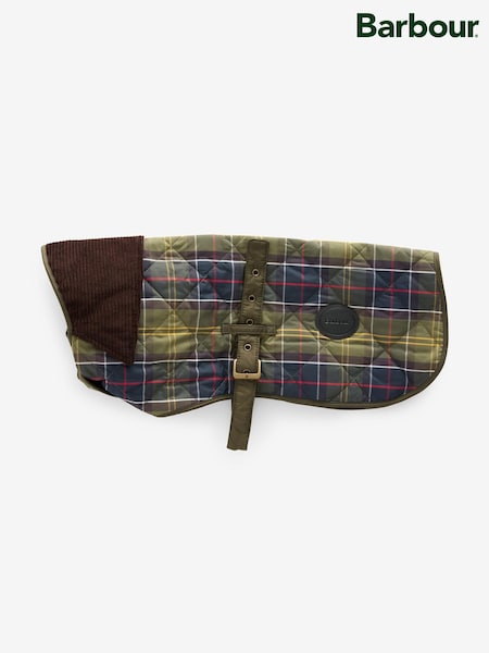 Barbour® Green 100% Cotton Tartan Quilted Dog Coat (659035) | £45