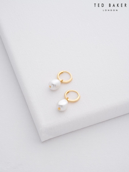 Ted Baker Gold Tone PERIAA: Pearl Huggie Earrings (659128) | £30