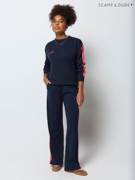 Navy - Scamp & Dude Slouchy Stripe Detail Sweatshirt