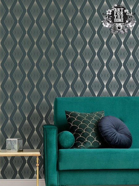 Art For The Home Emerald Green Boutique Marquise Geo 10M Wallpaper (659279) | £27