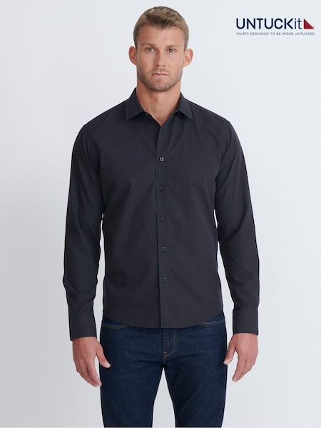 UNTUCKit Black Dark Wrinkle-Free Slim Fit Black Stone 100% Cotton Shirt (659470) | £80