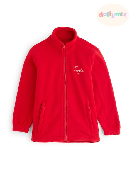 Red - Personalised Embroidered Name Fleece By Dollymix