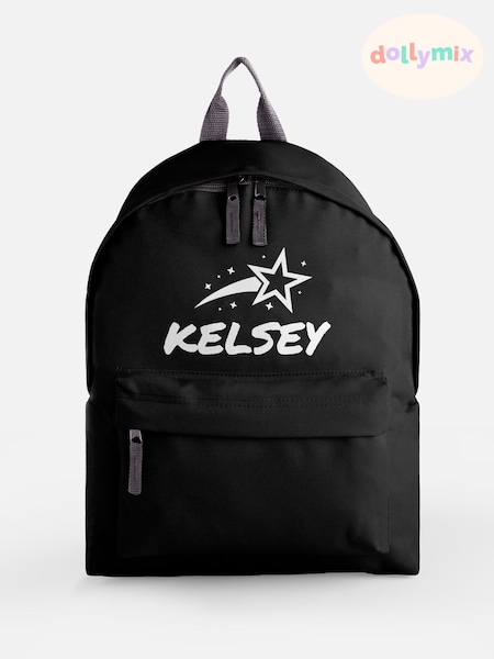 black - Personalised Star Backpack By Dollymix