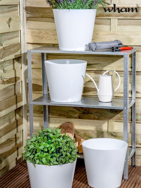 Wham Set of 4 White Garden Studio 26cm Round Plastic Planters (660239) | £21