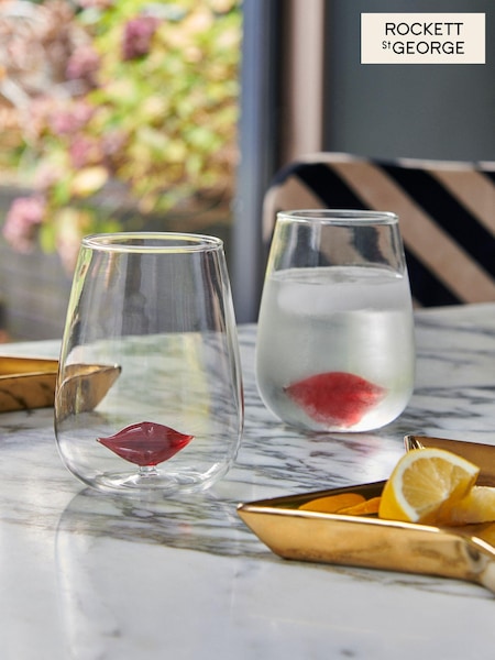 Rockett St George Set of 2 Clear Lips Tumblers (661381) | £25