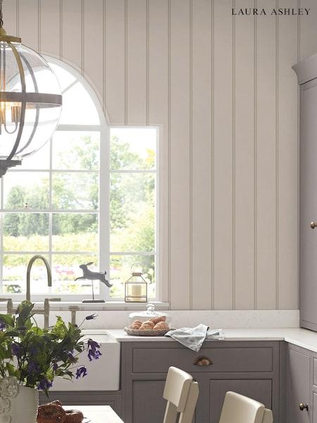 Laura Ashley Dove Grey Chalford Wood Panelling 10M Wallpaper (661829) | £48