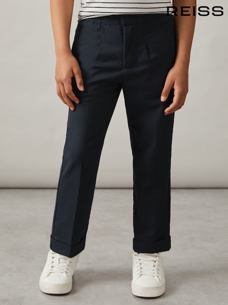 Reiss Navy Brighton 9-14 yrs Relaxed Elasticated Trousers with Turn-Ups (661870) | £42