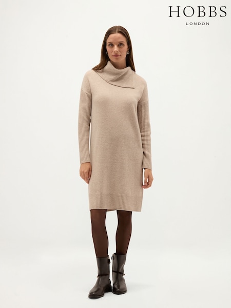 Brown - Hobbs Irene Knitted Dress