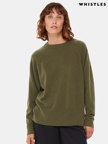 Whistles Green Ultimate Cashmere Crew Neck Jumper (662638) | £195