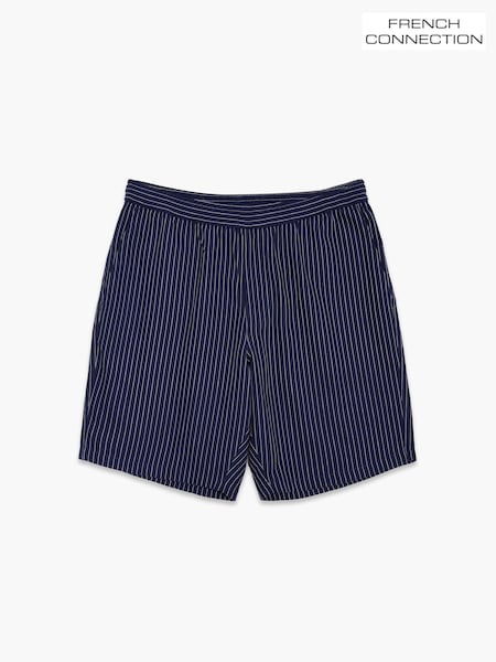 Blue - Regular French Connection Striped Elasticated Twill Shorts