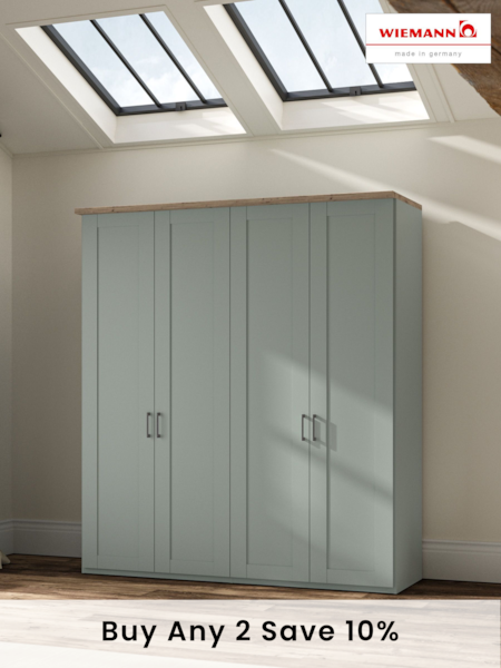 Wiemann Sage Green Truro 4 Door Wood Semi Fitted Wardrobe (663392) | £1,275