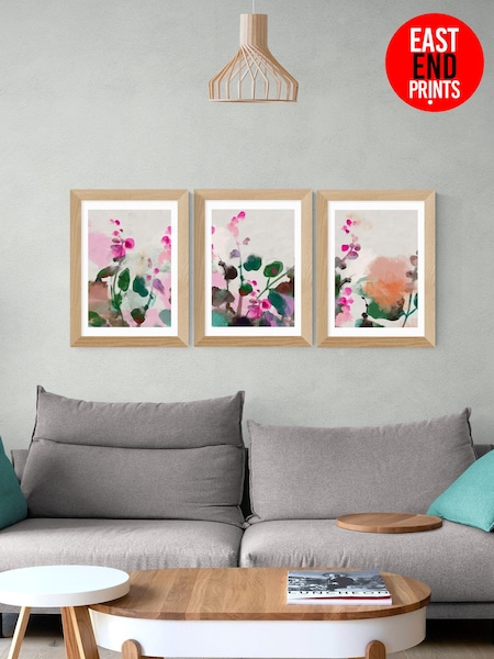 East End Prints Set of 3 White Summerly Hollyhocks Wall Prints Set by Ana Rut Bre (664309) | £140 - £370