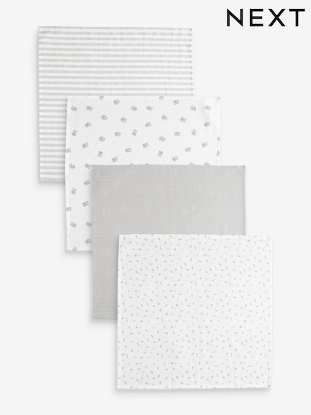 Grey Bear Baby Muslins 100% Cotton Cloths 4 Pack (665431) | £10 - £12