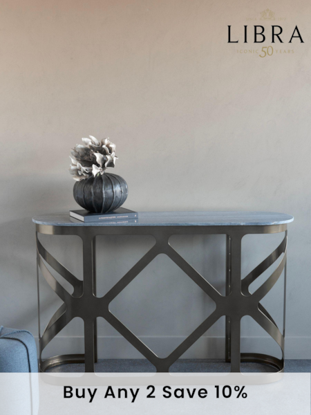 Libra Interiors Black Metropolitan Nickel Finish Console Table (665594) | £1,035
